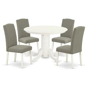 Pemberly Row 5-Piece Dining Set in Linen White and Dark Shitake