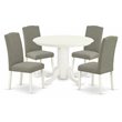 Pemberly Row 5-Piece Dining Set in Linen White and Dark Shitake