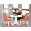 Pemberly Row 3-Piece Dining Set with Parson Chairs in White/Pink Flamingo