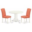 Pemberly Row 3-Piece Dining Set with Parson Chairs in White/Pink Flamingo