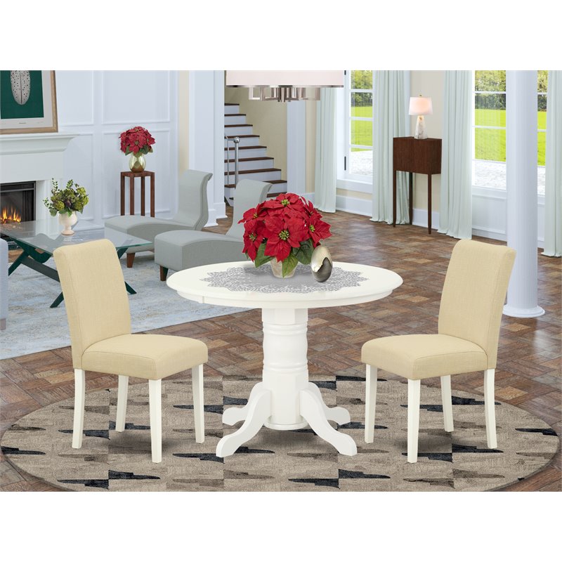 Pemberly Row 3-Piece Dining Set with Linen Seat in Linen White