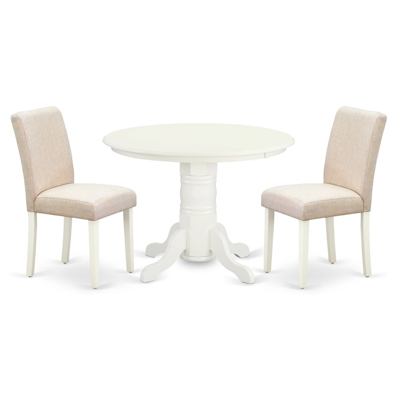 Pemberly Row 3-Piece Dining Set with Linen Seat in Linen White