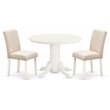 Pemberly Row 3-Piece Dining Set with Linen Seat in Linen White