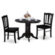 Pemberly Row 3-Piece Wooden Dining Set with Round Table in Black