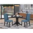 Pemberly Row 3-Piece Wood Dining Set in Black with Fabric Chairs