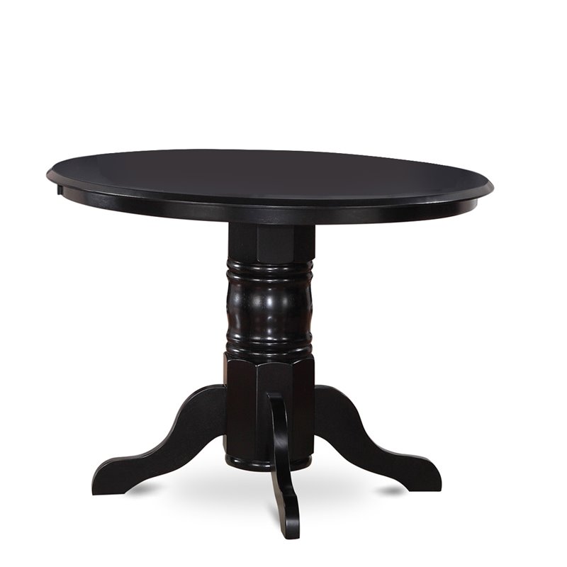 Pemberly Row 3-Piece Wood Dining Set in Black with Fabric Chairs