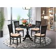 Pemberly Row 5-Piece Wood Dining Set with Slatted Chairs in Black