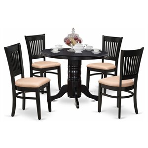 Pemberly Row 5-Piece Wood Dining Set with Slatted Chairs in Black