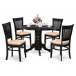 Pemberly Row 5-Piece Wood Dining Set with Slatted Chairs in Black