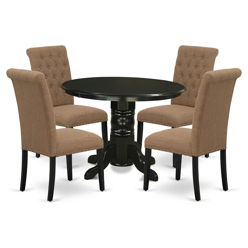 Pemberly Row 5-Piece Rubberwood Dining Set in Black and Light Sable