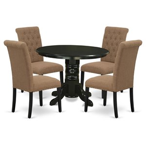 Pemberly Row 5-Piece Rubberwood Dining Set in Black and Light Sable