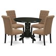 Pemberly Row 5-Piece Rubberwood Dining Set in Black and Light Sable