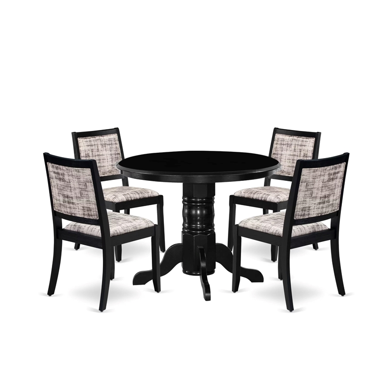 Pemberly Row 5-Piece Rubberwood Dining Set with Faux Leather Seats in Black