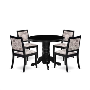 Pemberly Row 5-Piece Rubberwood Dining Set with Faux Leather Seats in Black