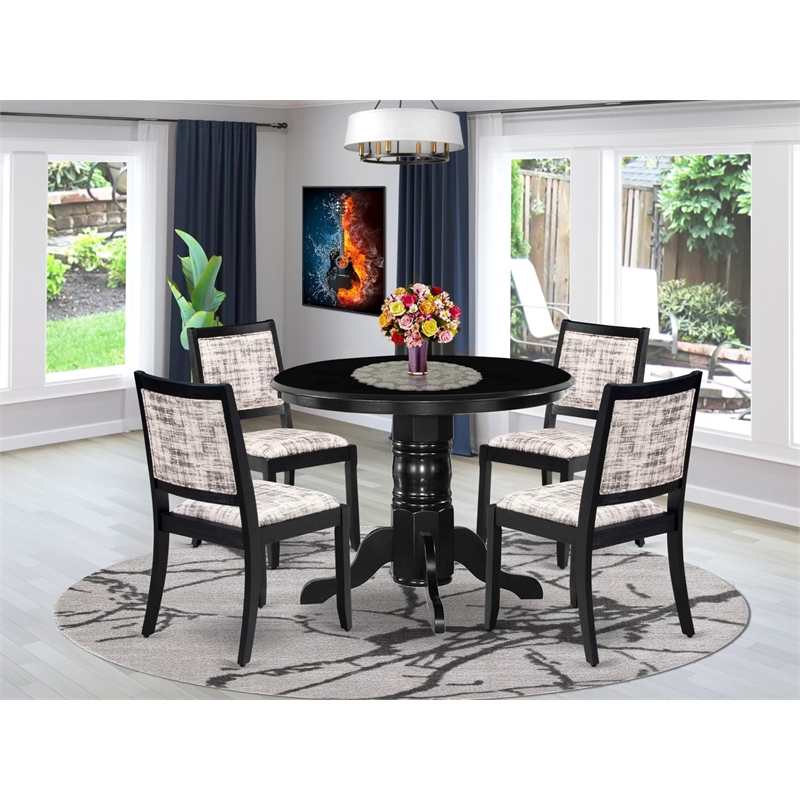 Pemberly Row 5-Piece Rubberwood Dining Set with Faux Leather Seats in Black