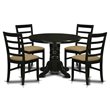 Pemberly Row 5-Piece Wood Dining Set with Fabric Chairs in Black