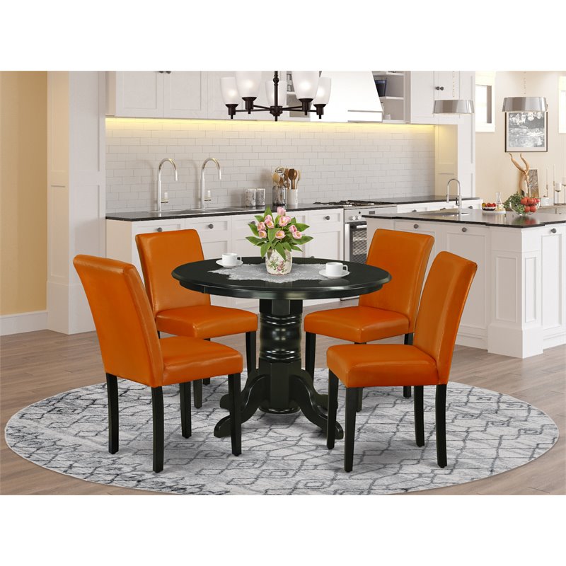Pemberly Row 5-Piece Wood Dining Set in Black and Baked Bean Finish