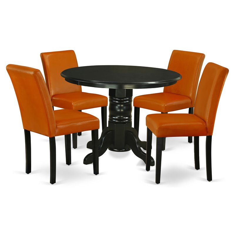 Pemberly Row 5-Piece Wood Dining Set in Black and Baked Bean Finish