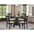 Pemberly Row 5-Piece Wood Dining Set with Black and Linen Upholstery