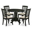 Pemberly Row 5-Piece Wood Dining Set with Black and Linen Upholstery