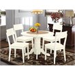 Pemberly Row 5-Piece Wood Dining Set with Circular Table in Linen White