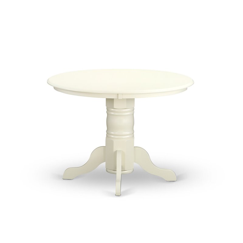 Pemberly Row 5-Piece Wood Dining Set with Circular Table in Linen White