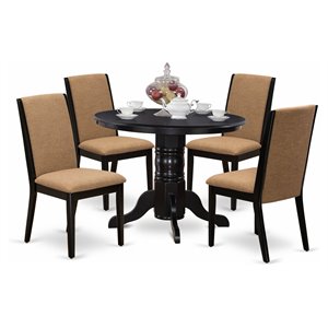 Pemberly Row 5-Piece Black Wood Kitchen Set with Light Sable Chairs