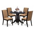 Pemberly Row 5-Piece Black Wood Kitchen Set with Light Sable Chairs