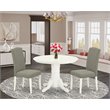 Pemberly Row 3-Piece Wood Dining Set in Linen White and Dark Shitake