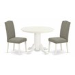 Pemberly Row 3-Piece Wood Dining Set in Linen White and Dark Shitake