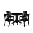 Pemberly Row 5-Piece Rubberwood Dining Set with Stackable Chairs in Black