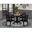 Pemberly Row 5-Piece Rubberwood Dining Set with Stackable Chairs in Black
