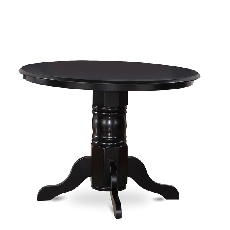 Pemberly Row 5-Piece Rubberwood Dining Set with Stackable Chairs in Black