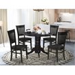 Pemberly Row 5-Piece Asian Solid Wood Dining Set in Black Finish
