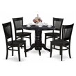 Pemberly Row 5-Piece Asian Solid Wood Dining Set in Black Finish