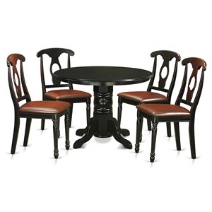 Pemberly Row 5-Piece Antique Solid Wood Kitchen Table Set in Black