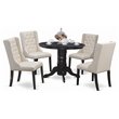 Pemberly Row 5-Piece Dining Set in Black/Cream with Button Tufted Chairs