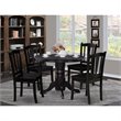 Pemberly Row 5-Piece Wooden Dining Set with Round Modern Table in Black