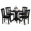 Pemberly Row 5-Piece Wooden Dining Set with Round Modern Table in Black