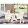 Pemberly Row 5-Piece Wood Dining Set with Round Table in Linen White