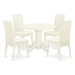 Pemberly Row 5-Piece Wood Dining Set with Round Table in Linen White