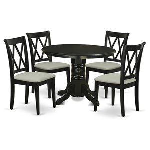 Pemberly Row 5-Piece Wood Dining Set with Fabric Seats in Black