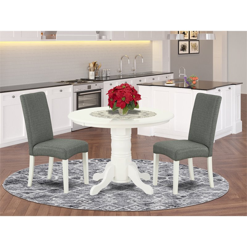 Pemberly Row 3-Piece Wood Dining Set in Linen White and Gray
