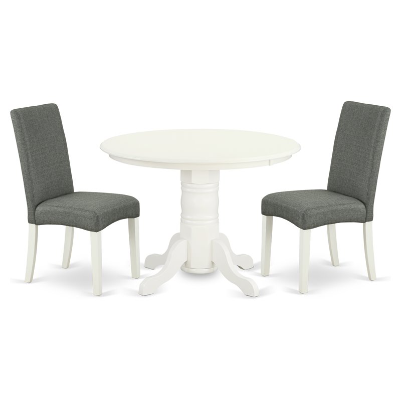 Pemberly Row 3-Piece Wood Dining Set in Linen White and Gray
