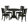 Pemberly Row 5-Piece Dining Table Set in Black with Extensible Table