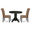Pemberly Row 3-Piece Wood Dining Set in Black and Light Sable Finish