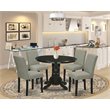 Pemberly Row 5-Piece Wood Dining Set Pedestal Table in Black/Shitake