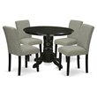 Pemberly Row 5-Piece Wood Dining Set Pedestal Table in Black/Shitake