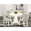 Pemberly Row 5-Piece Wood Dining Set Linen White/Doeskin Fabric