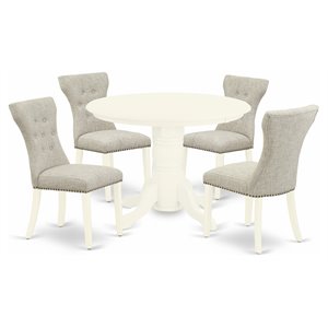 Pemberly Row 5-Piece Wood Dining Set Linen White/Doeskin Fabric